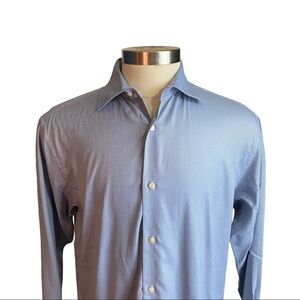 Banana Republic Italy Blue & White Diamond Print 100% Cotton Suit Shirt 17.5 XL